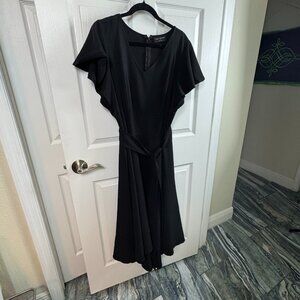 Cute Lil Black Dress with Tie, Lane Bryant Size 16, Knee Length, Short Sleeve